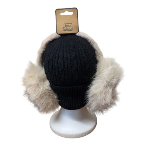 Jess And Lou Beige Unisex Fluffy Earmuffs