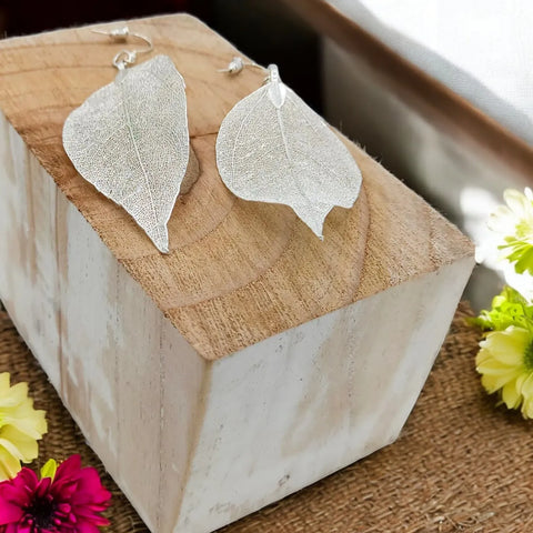 Jess and Lou ER032S Silver Statement Filigree Leaf Hypoallergenic & Nickel Free Silver Hooks Earrings