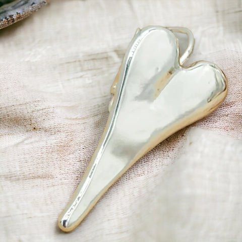 Jess and Lou ER049SM Silver Witches Heart Drop in Matt Silver Hypoallergenic & Nickel Free Silver Hooks Earrings