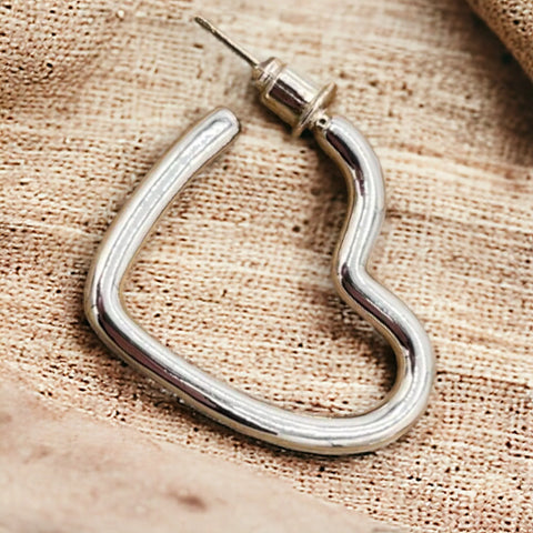 Jess and Lou ER143S Silver Hollow Heart Stud Hypoallergenic & Nickel Free Silver Hooks Earrings