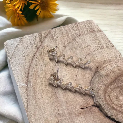 Jess and Lou ER155G Gold Dazzling Serenity: Zigzag Diamante Delight Hypoallergenic & Nickel Free Silver Hooks Earrings