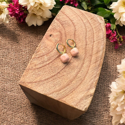 Jess And Lou ER176P Pink Ceramic Hoop Earrings  - Hypoallergenic And Nickel Free