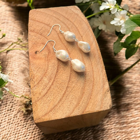 Jess and Lou ER180 Silver Classic Pearl Drop Hypoallergenic & Nickel Free Silver Hooks Earrings ER180