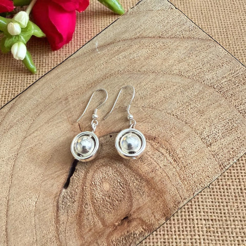 Jess and Lou ER182S Silver Orbit Bead Drop Hypoallergenic & Nickel Free Silver Hooks Earrings