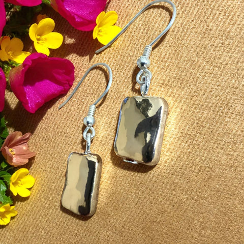 Jess and Lou ER184GLD Gold Mixed Block Square Bead Drop Hypoallergenic & Nickel Free Silver Hooks Earrings