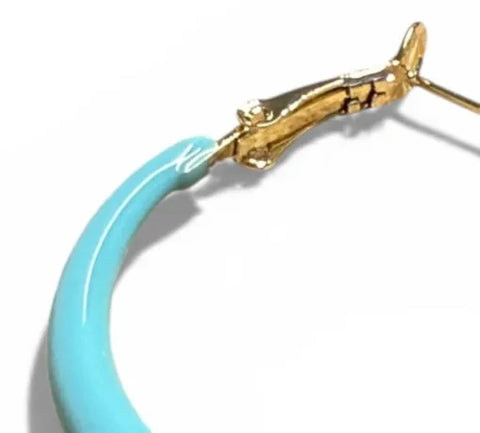 Jess and Lou ER190B Aqua Blue Enamel Hoop Hypoallergenic and Nickel Free Earrings