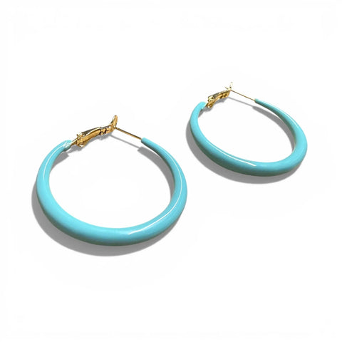 Jess and Lou ER190B Aqua Blue Enamel Hoop Hypoallergenic and Nickel Free Earrings