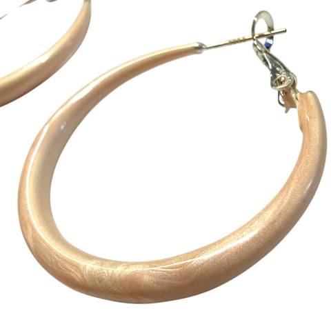 Jess and Lou ER190P Pink Pearlescent Enamel Hoop Hypoallergenic and Nickel Free Earrings