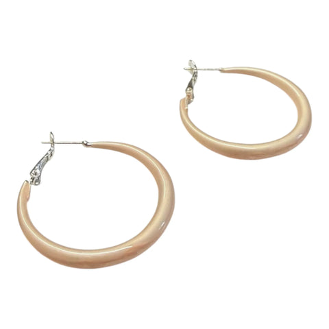 Jess and Lou ER190P Pink Pearlescent Enamel Hoop Hypoallergenic and Nickel Free Earrings