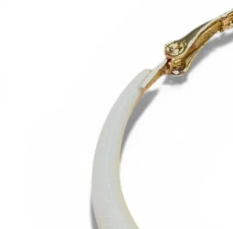 Jess and Lou ER190W White Pearlescent Enamel Hoop Hypoallergenic and Nickel Free Earrings