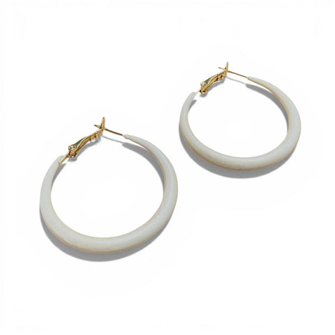 Jess and Lou ER190W White Pearlescent Enamel Hoop Hypoallergenic and Nickel Free Earrings