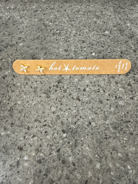 E - Jasmine Studs White - Brass W/18K Gold
