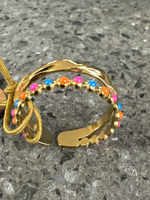 R - Bobbin & Twist Multi Col - Adjust / S.Steel W/18K Gold P