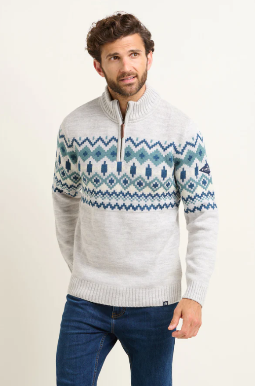 Brakeburn Mens Fairisle Quarter Zip Jumper