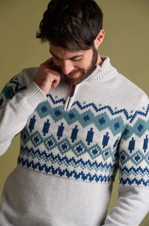 Brakeburn Mens Fairisle Quarter Zip Jumper