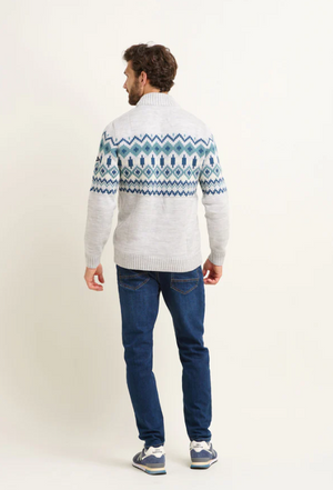 Brakeburn Mens Fairisle Quarter Zip Jumper