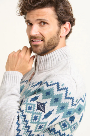 Brakeburn Mens Fairisle Quarter Zip Jumper