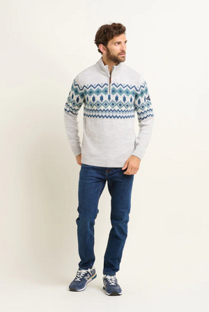 Brakeburn Mens Fairisle Quarter Zip Jumper