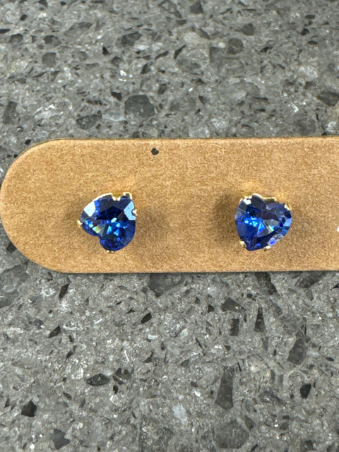E - Micro Heart Crys Studs - Stainless Steel - 18K Gold - P.