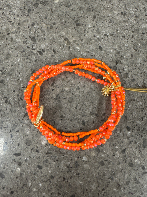 Hot Tomato Bracelet - Multi Strand Sizzler - Tangerine Dream