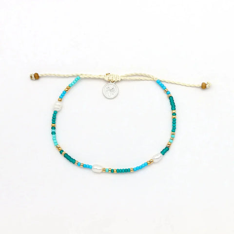 Pineapple Island GBP003 Giada Cinta Pearl Beaded Surf Turquoise Bracelet