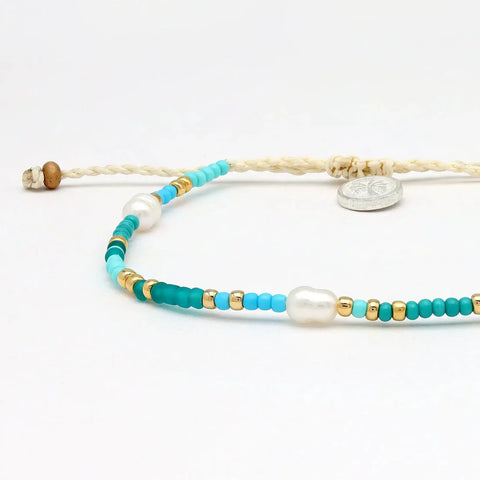 Pineapple Island GBP003 Giada Cinta Pearl Beaded Surf Turquoise Bracelet