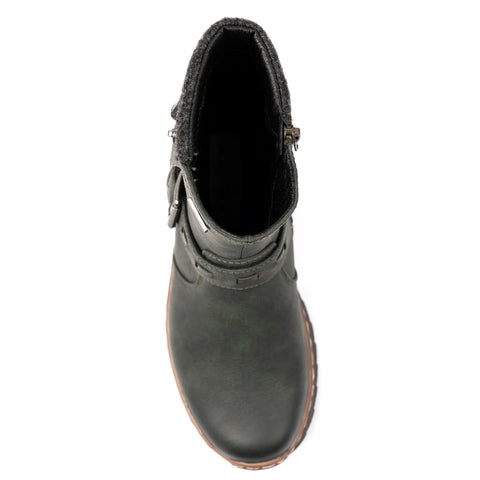 Lunar Haley Green Womens Casual Comfort Waterproof Zip Up Ankle Boots