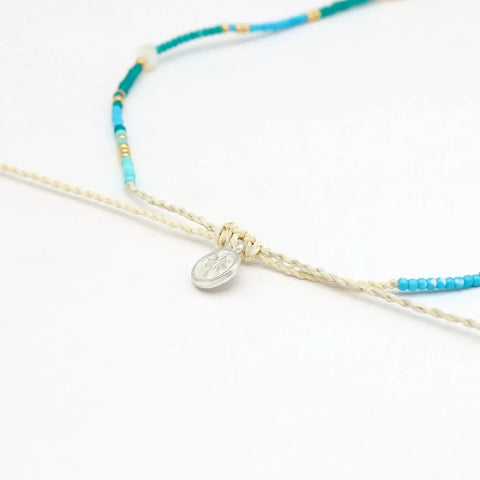 Pineapple Island GNP003 Giada Cinta Pearl Beaded Surf Turquoise Necklace