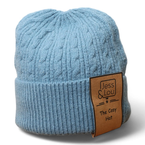 Jess And Lou Cornflower Unisex Cable Super Soft and Cosy Warm Beanie Hat