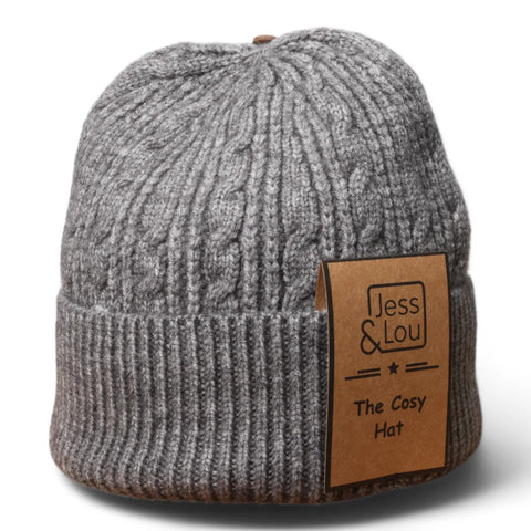Jess And Lou Charcoal Unisex Cable Super Soft and Cosy Warm Beanie Hat