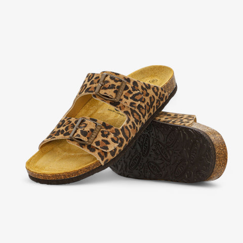 Plakton 180010 Beta Animal Print Leopard Leather Womens Casual Stylish Open Toe Sandals