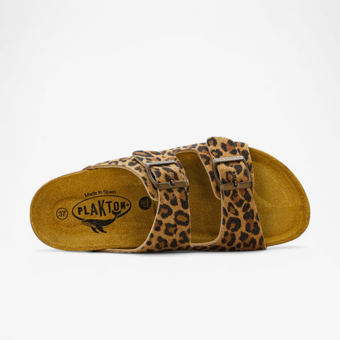Plakton 180010 Beta Animal Print Leopard Leather Womens Casual Stylish Open Toe Sandals