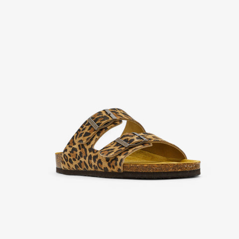 Plakton 180010 Beta Animal Print Leopard Leather Womens Casual Stylish Open Toe Sandals