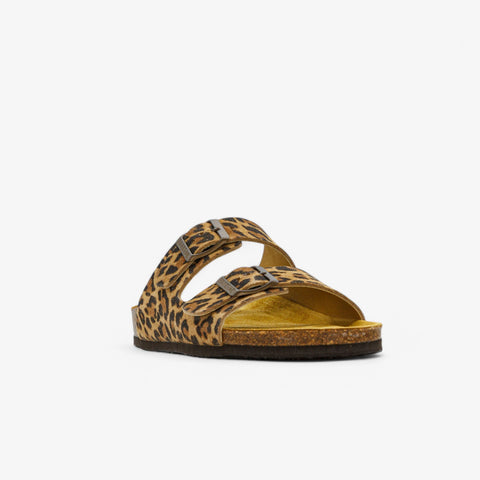 Plakton 180010 Beta Animal Print Leopard Leather Womens Casual Stylish Open Toe Sandals