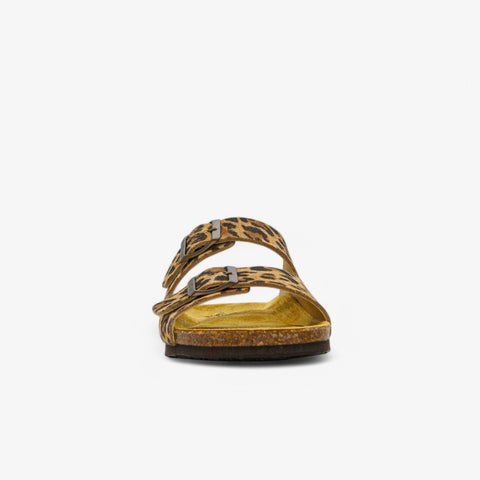 Plakton 180010 Beta Animal Print Leopard Leather Womens Casual Stylish Open Toe Sandals