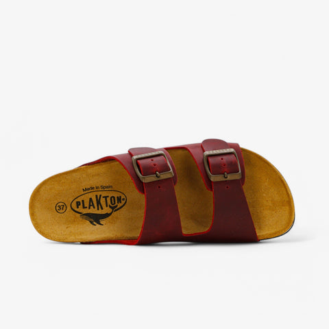 Plakton 180010 Beta Rojo 556-X Leather Womens Casual Stylish Open Toe Sandals