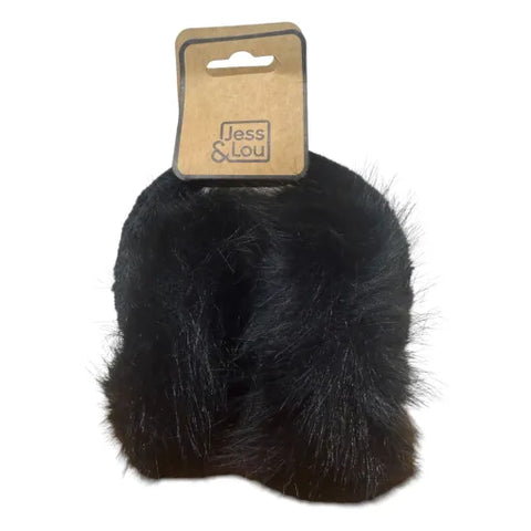Jess And Lou Black Unisex Fluffy Earmuffs