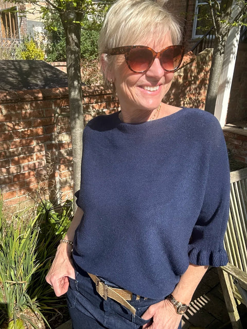 Sasa Frill Sleeve Jumper Navy