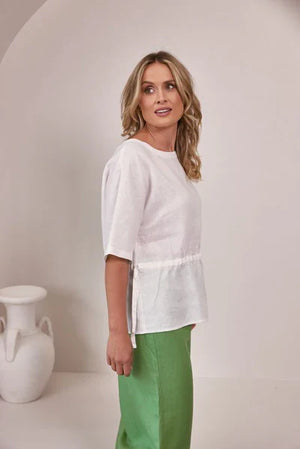 Sea Saw Drawstring Top White