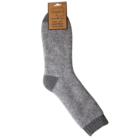 Jaspers Grey Marl Mens Cosy Ribbed Super Soft Wool Blend Socks