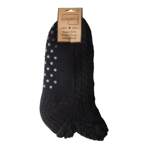 Jaspers All Black Mens Super Cozy Slippers - Stylish And Comfortable Footwear For Year-Round Relaxation