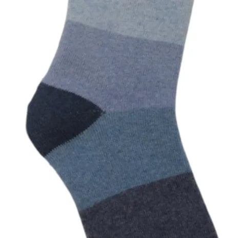Jaspers Blue Gradient Block Mens Cosy Ribbed Super Soft Wool Blend Socks
