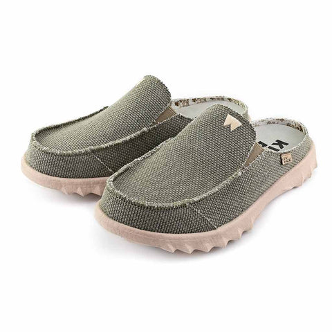KickBack Chaise Classic Khaki Mens Slip On Woven Canvas Mules