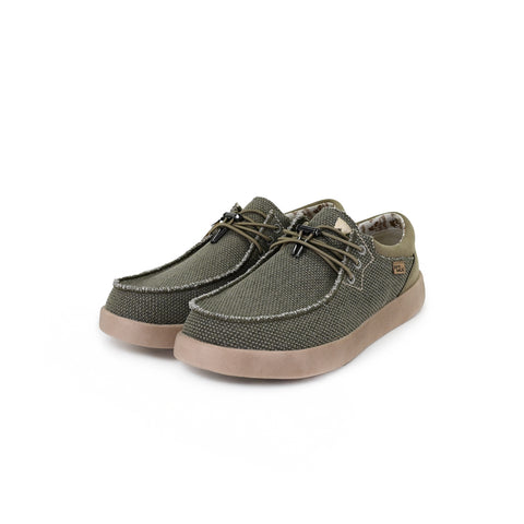 KickBack Haven Woven Canvas Khaki Elastic Lace Slip On Shoes