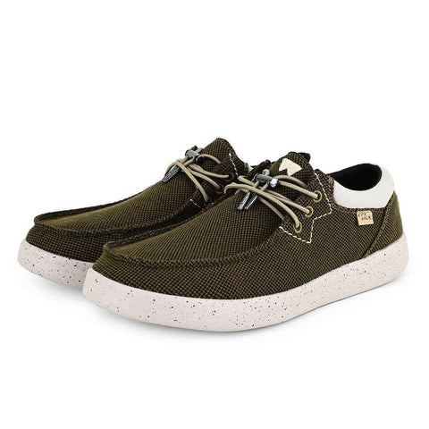 KickBack Haven Khaki Black Supersoft Mesh Elastic Lace Slip On Shoes