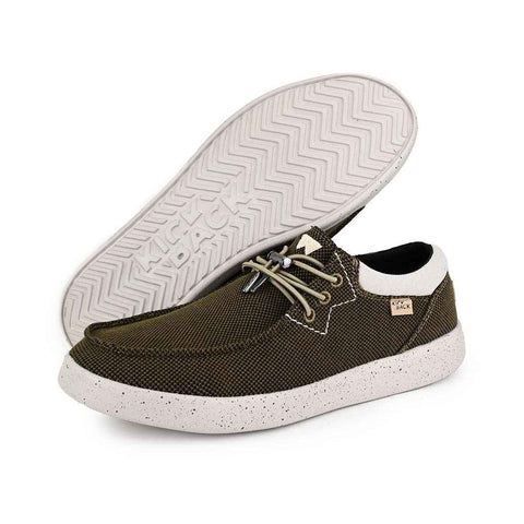 KickBack Haven Khaki Black Supersoft Mesh Elastic Lace Slip On Shoes