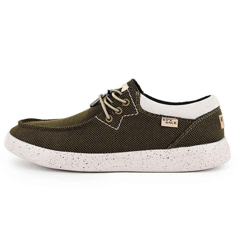 KickBack Haven Khaki Black Supersoft Mesh Elastic Lace Slip On Shoes