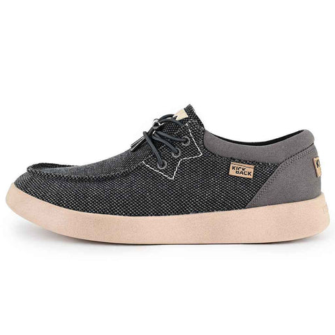 KickBack Haven Charcoal Black Supersoft Mesh Elastic Lace Slip On Shoes