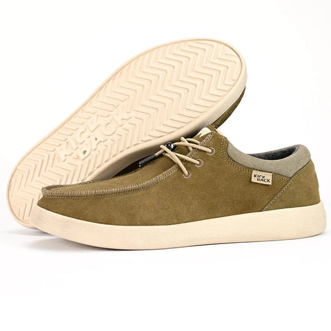 KickBack Haven Mens Khaki Suede Elastic Lace Slip On Shoes