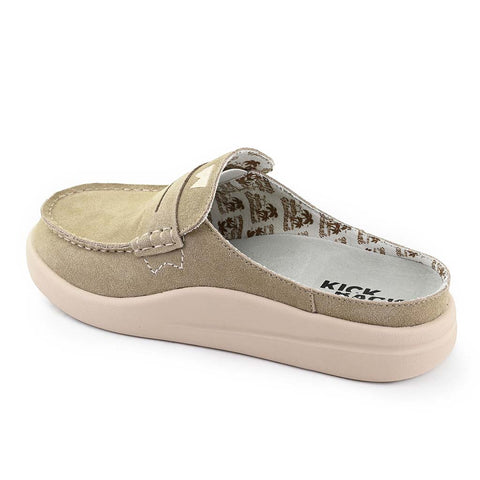 KickBack Frenchy Beige Suede Womens Slip On Mules